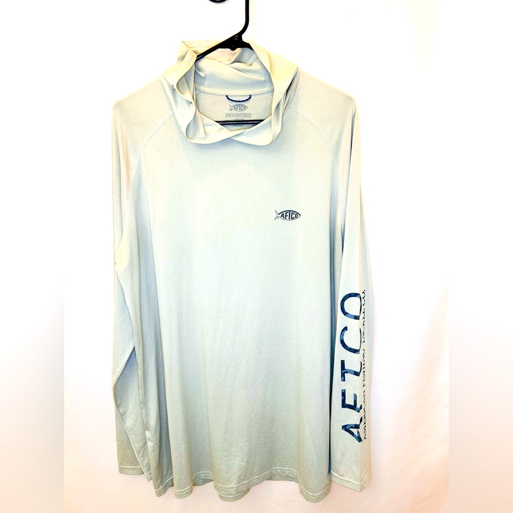 ****SOLD!!!  AFTCO SAMURAI SUN HOODIE MEN’S SIZE LARGE | Light Grey / Blue Camo